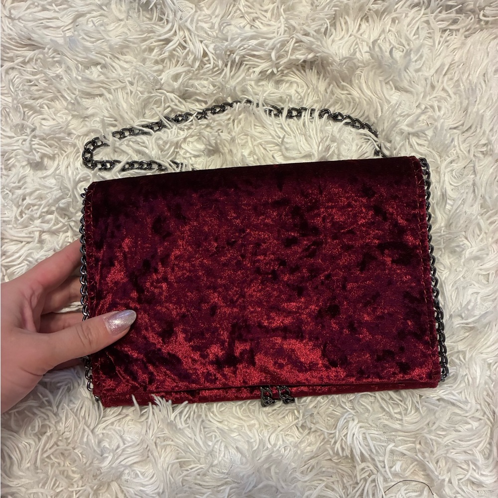 Chelsea28 Burgundy Velvet Crossbody Bag